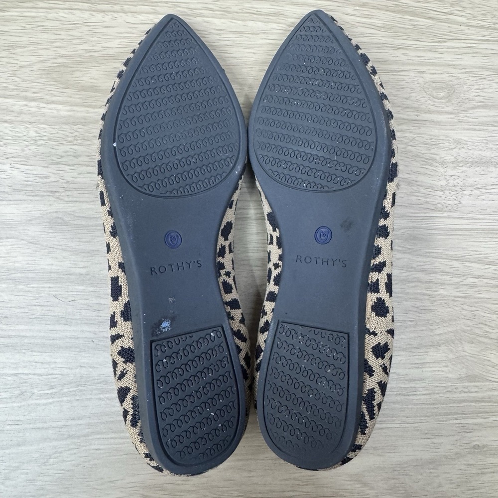 Rothys The Point Flats Women's‎ 9 Leopard Cheetah Big Cat Print Tan Black Brown - Picture 14 of 16